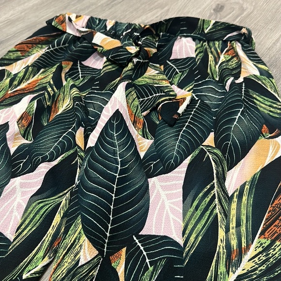 Women’s High Rise Wide Leg Tropical Palm Leaf Palazzo Pants Large NWOT - Picture 5 of 9